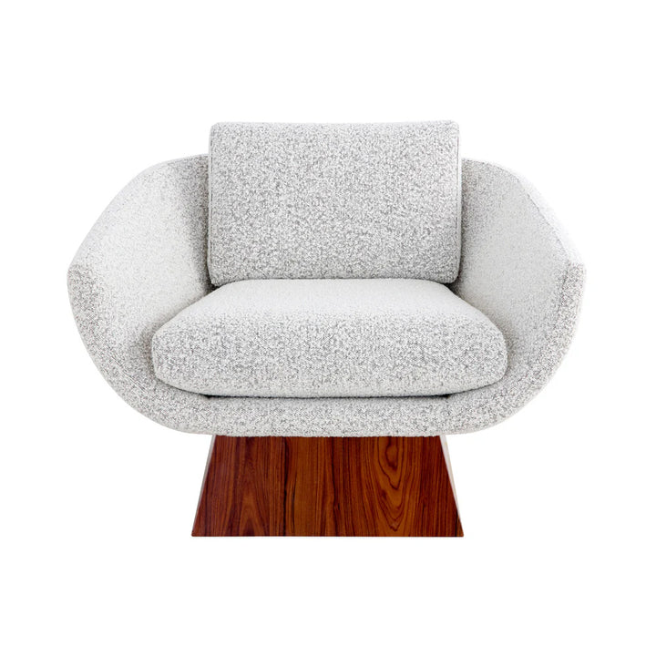 Jonathan Adler Beaumont Rosewood Lounge Chair – Olympus Salt and Pepper Boucle