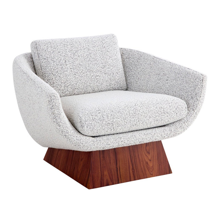 Jonathan Adler Beaumont Rosewood Lounge Chair – Olympus Salt and Pepper Boucle