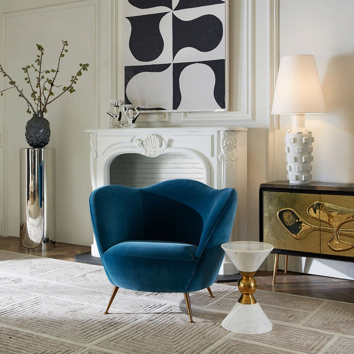 Jonathan Adler Ripple Armchair – Varese Petrol Velvet