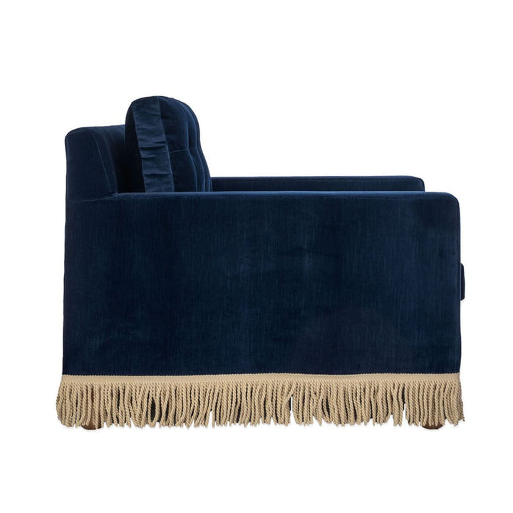 Jonathan Adler Wright Lounge Chair with Bullion Fringe – Canterbury Navy