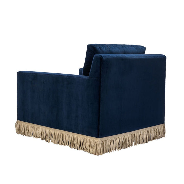 Jonathan Adler Wright Lounge Chair with Bullion Fringe – Canterbury Navy