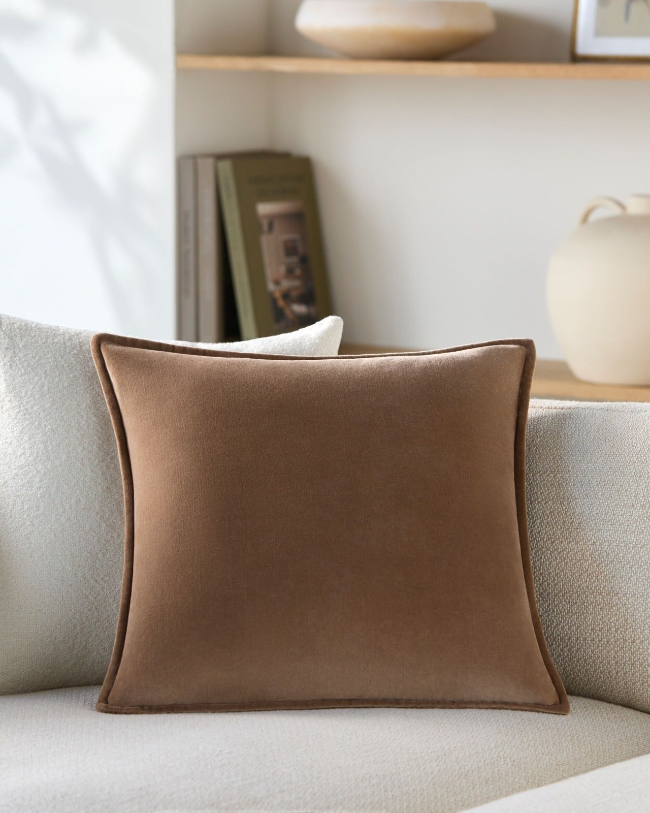 Keiichi Cotton Velvet Cushion – Cappuccino