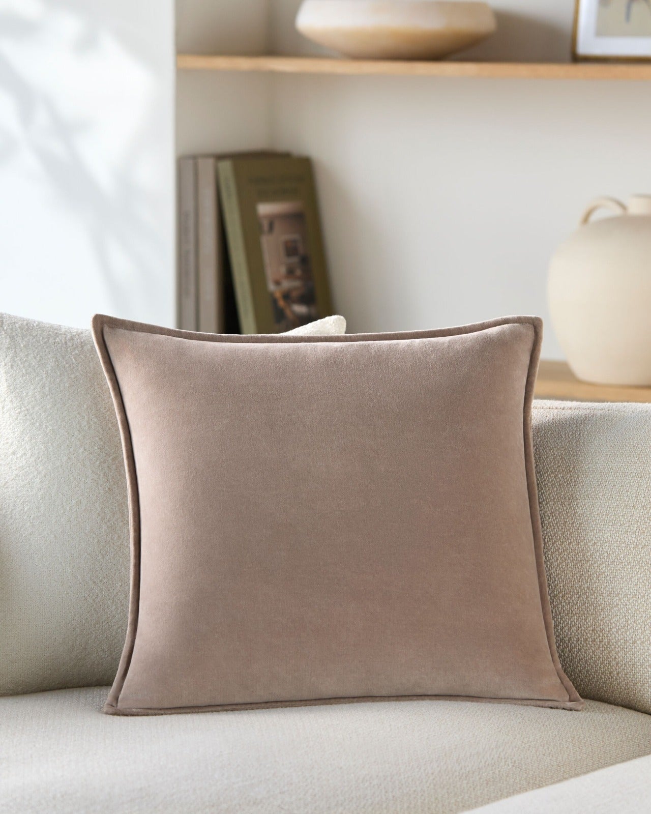 Keiichi Cotton Velvet Cushion – Dusky Rose