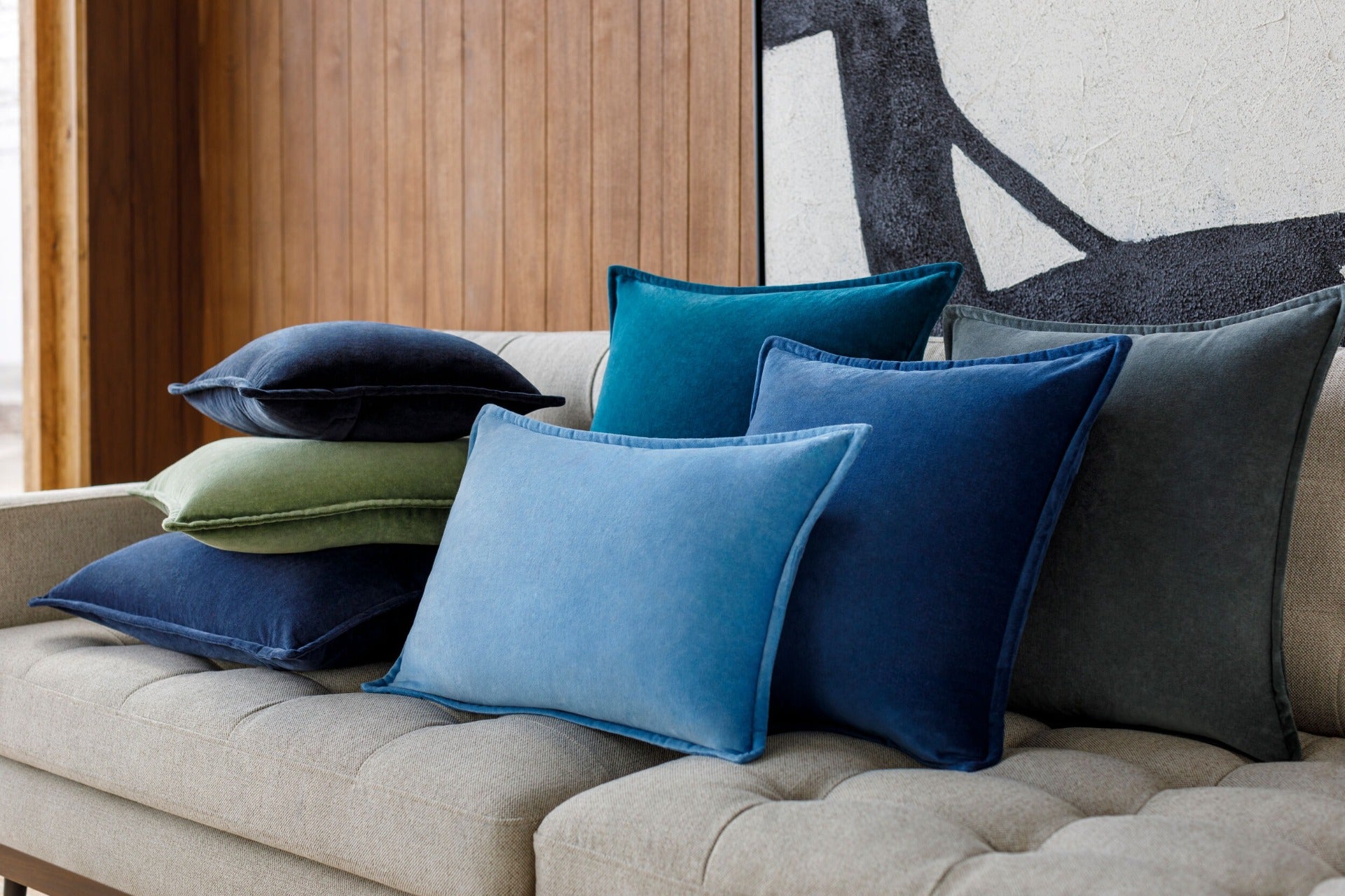 Keiichi Cotton Velvet Cushion – Midnight Blue