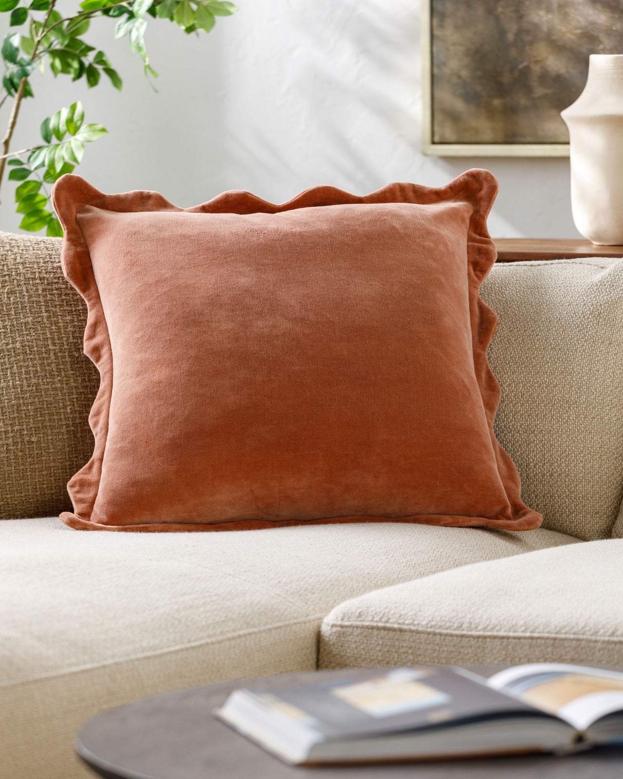 Keiichi Effervescent Woven Cushion – Dusky Coral