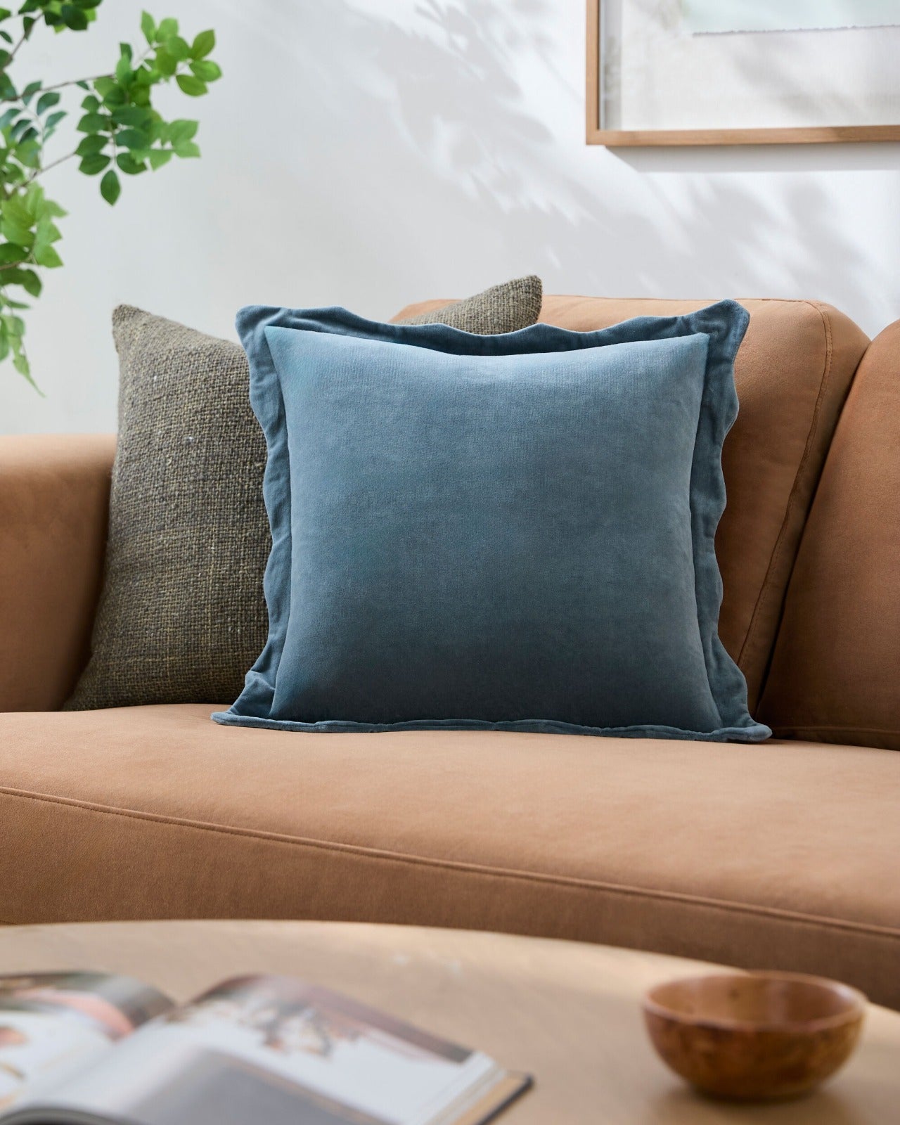 Keiichi Effervescent Woven Cushion – Dusky Indigo