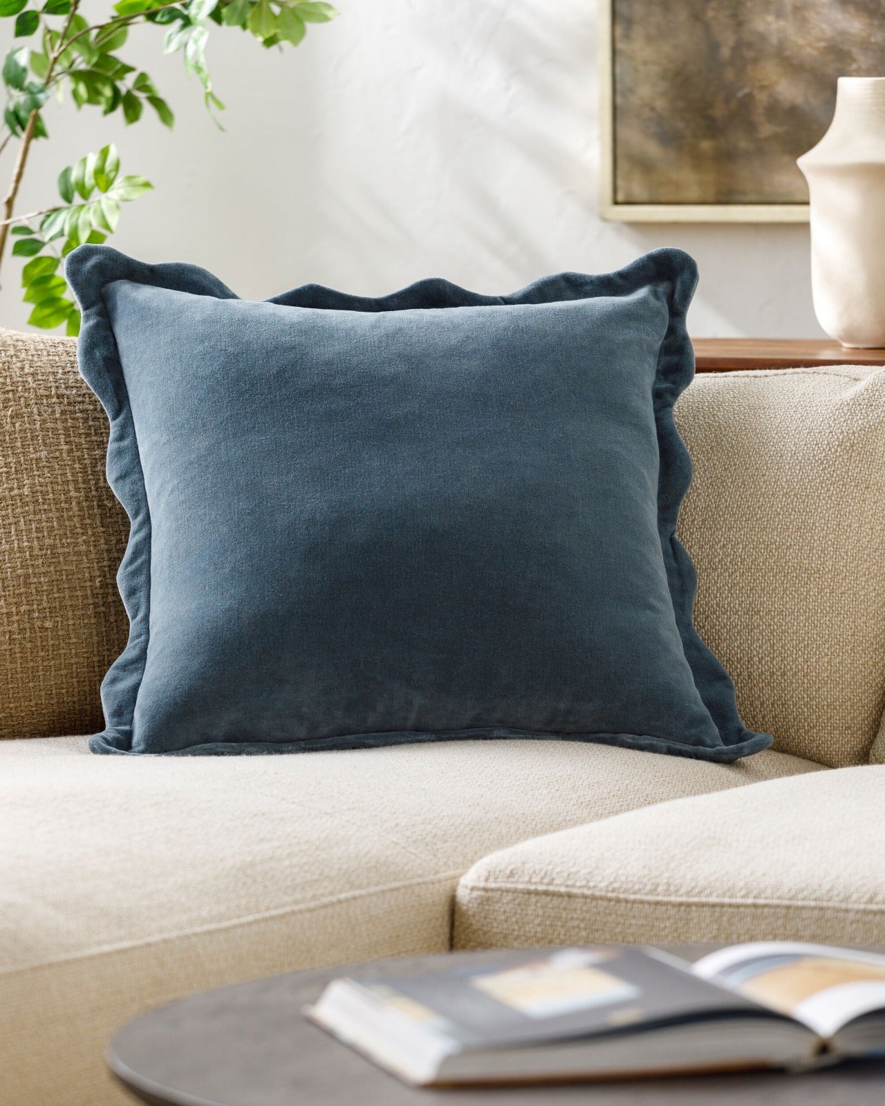 Keiichi Effervescent Woven Cushion – Dusky Indigo