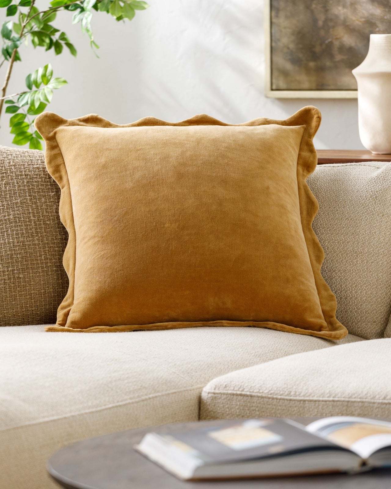 Keiichi Effervescent Woven Cushion – Mustard