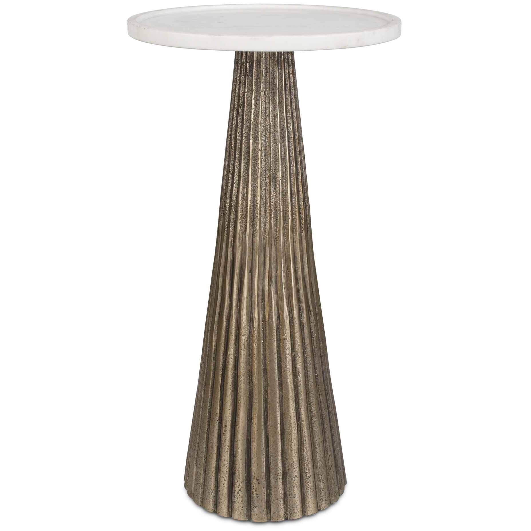 Keiichi Juniper Fluted Marble Top Side Table