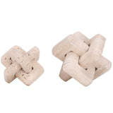 Keiichi Loop Sculpture – Small – Beige Travertine