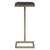 Keiichi Served Accent Table –  Black Marble & Brushed Gold