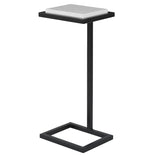 Keiichi Served Accent Table –  White Marble & Satin Black