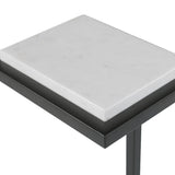 Keiichi Served Accent Table –  White Marble & Satin Black