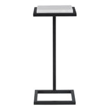 Keiichi Served Accent Table –  White Marble & Satin Black
