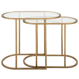 Keiichi Slide Nesting Tables – Antique Brushed Gold