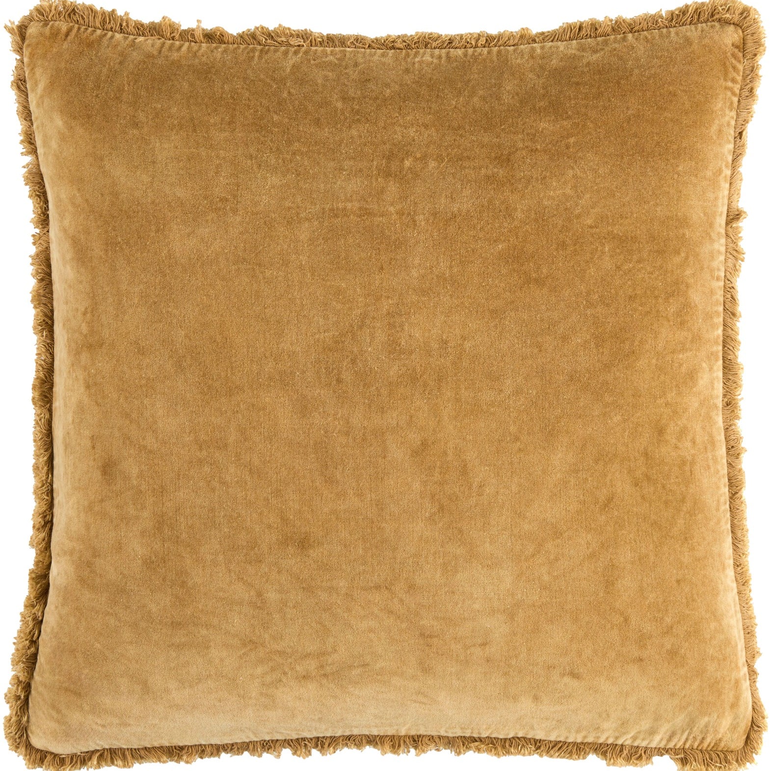 Keiichi Washed Cotton Velvet Woven Cushion – Ochre