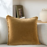 Keiichi Washed Cotton Velvet Woven Cushion – Ochre