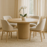 Keiichi Reeded Oak Round Dining Table