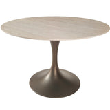 Keiichi Sutton Round Dining Table – Travertine Ceramic - 120cm