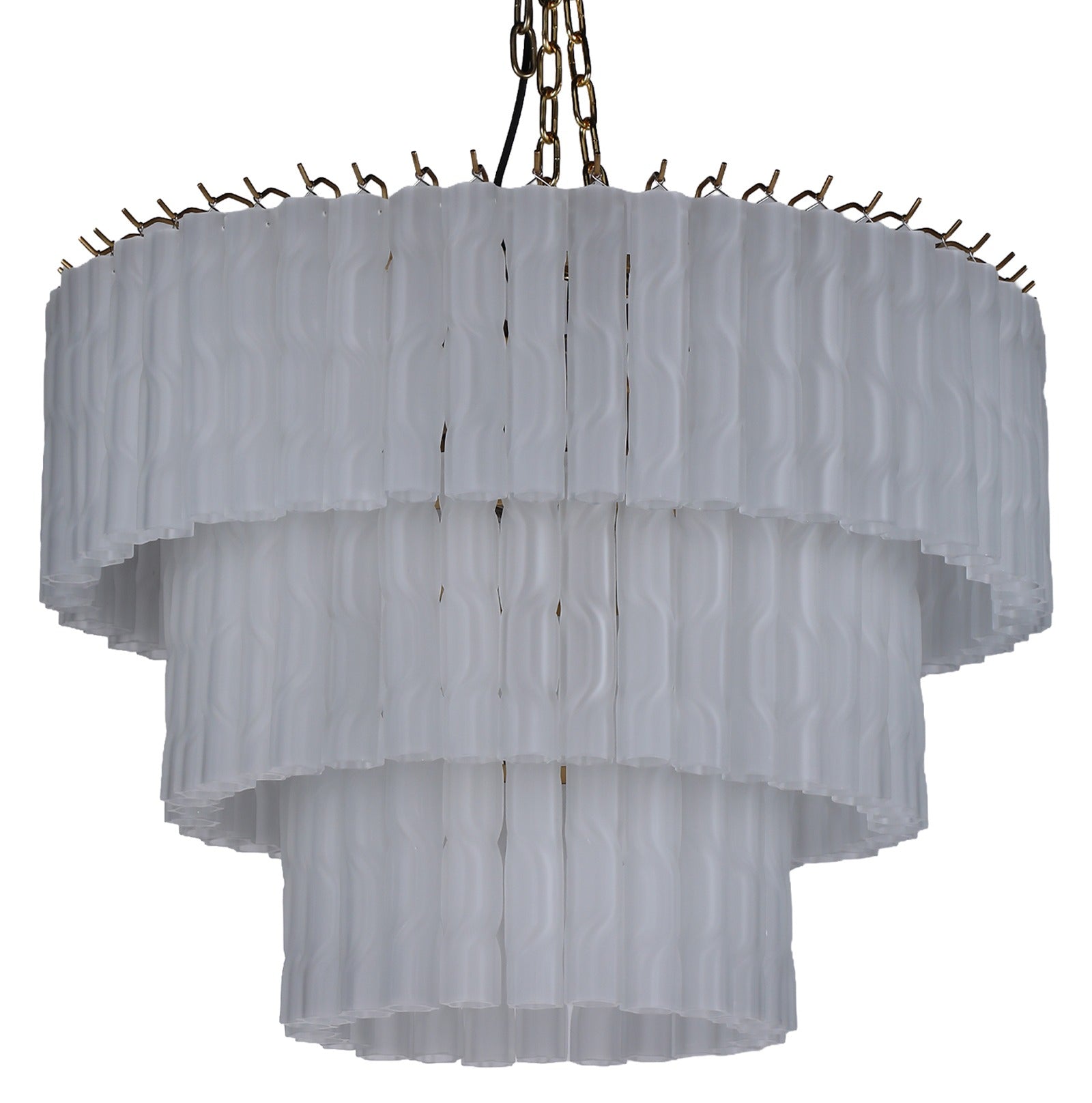 Keiichi Twisted Frost Glass Chandelier - Large