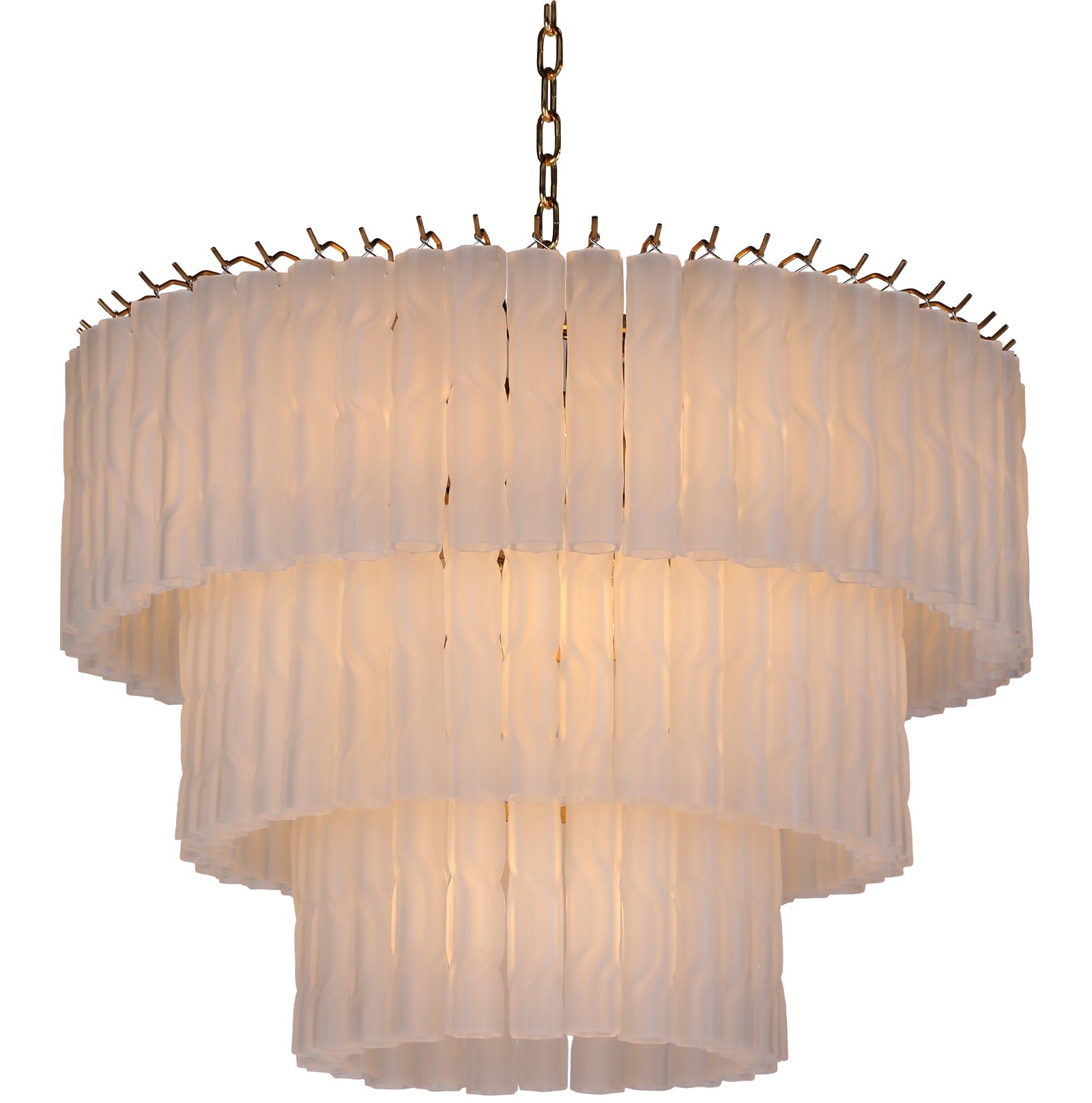 Keiichi Twisted Frost Glass Chandelier - Large
