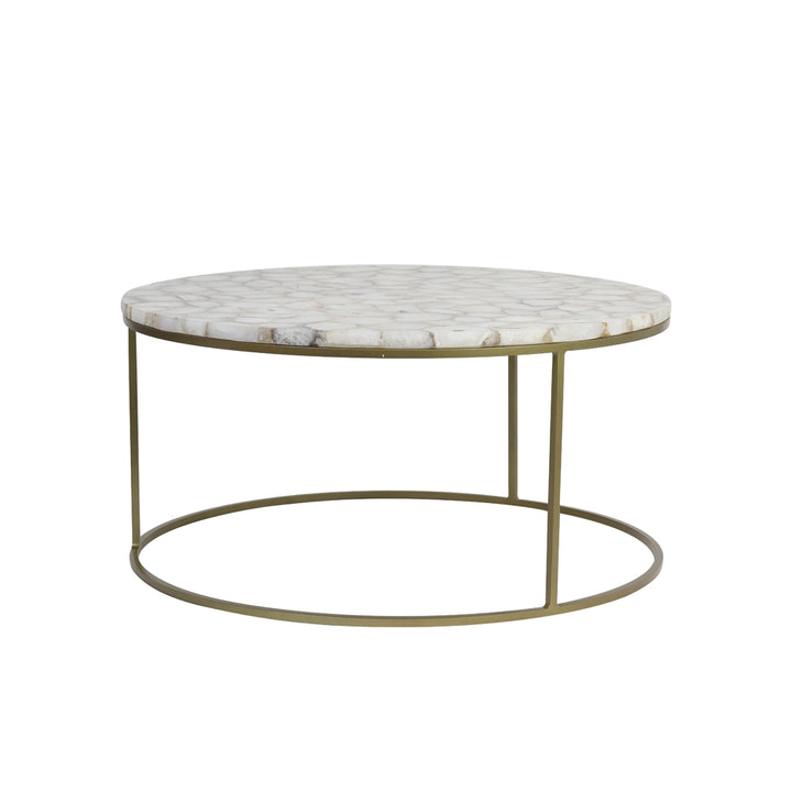 Light & Living Axat Coffee Table with White Agate and Antique Bronze