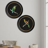 Kingfisher & Bee Eater with Black Background – Oxford Round Framed Print