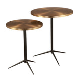 Antigua Nesting Side Tables (Set of 2) - Matt Black and Brushed brass