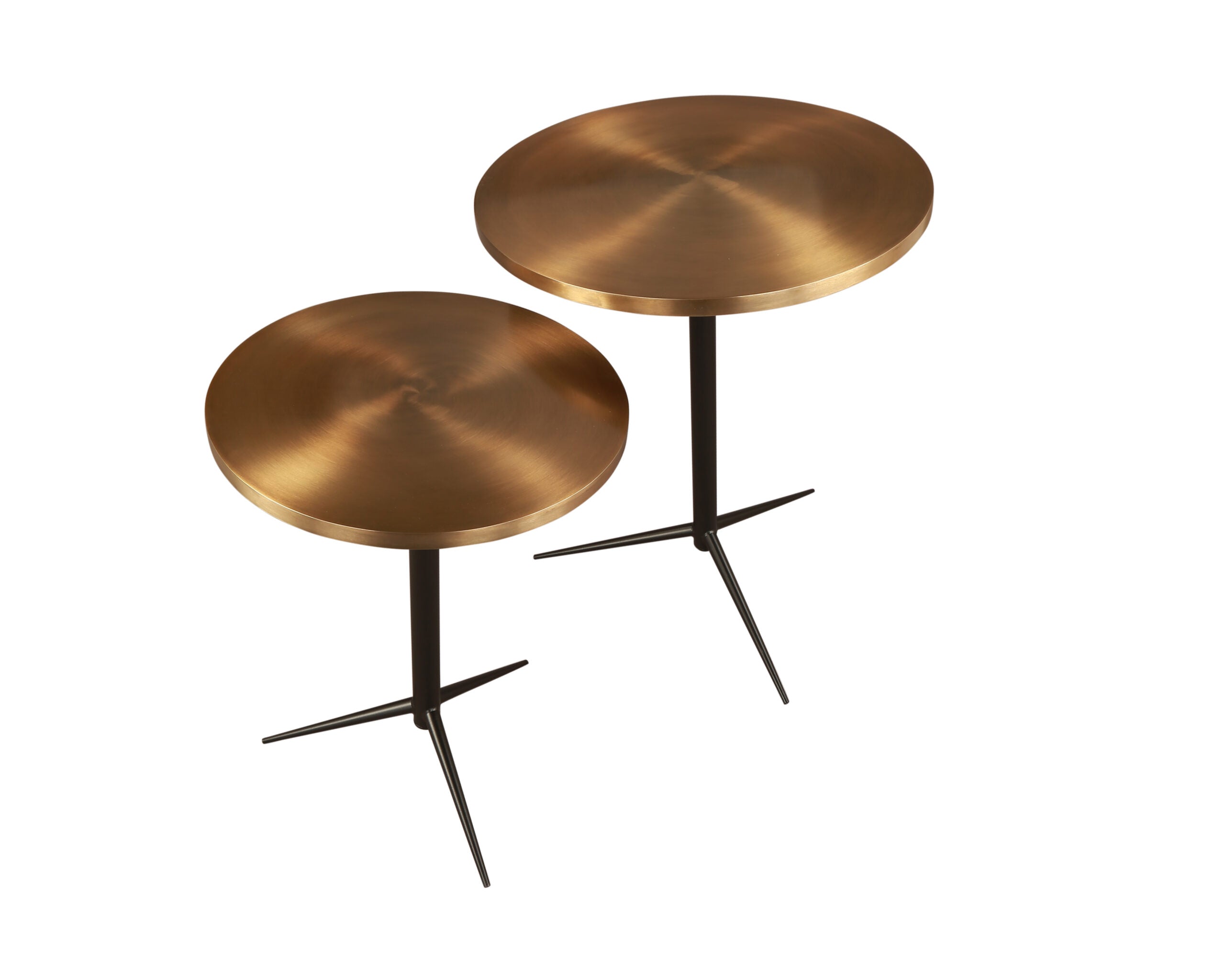 Antigua Nesting Side Tables (Set of 2) - Matt Black and Brushed brass