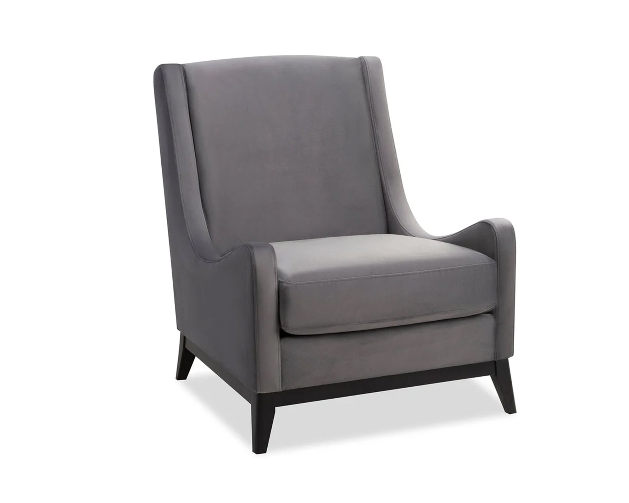 Liang & Eimil Lima Occasional Chair in Night Grey Velvet with Solid Wood Legs