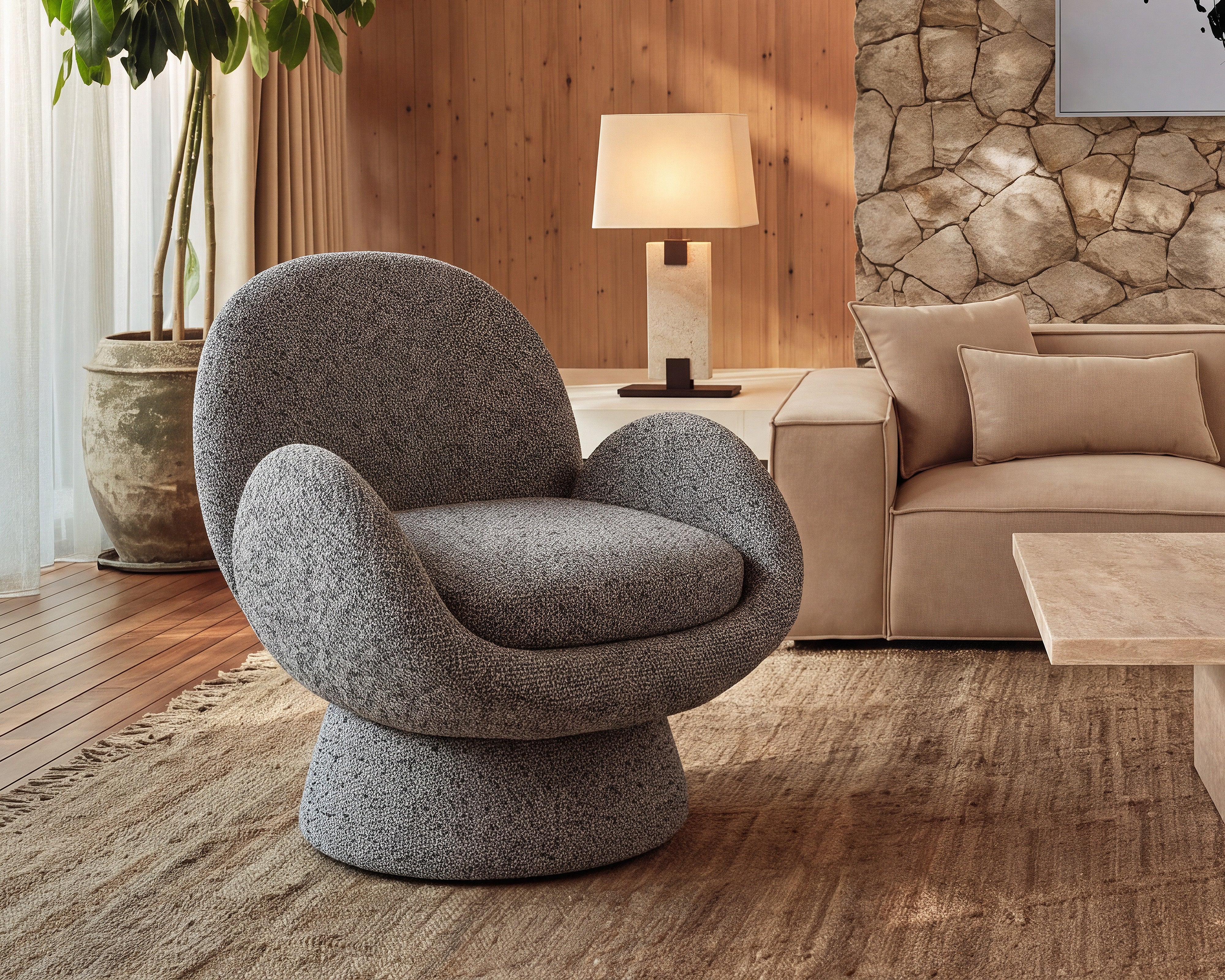 Liang & Eimil Arles Occasional Swivel Chair (CRIB 5) – Dexter Sparkle Stone