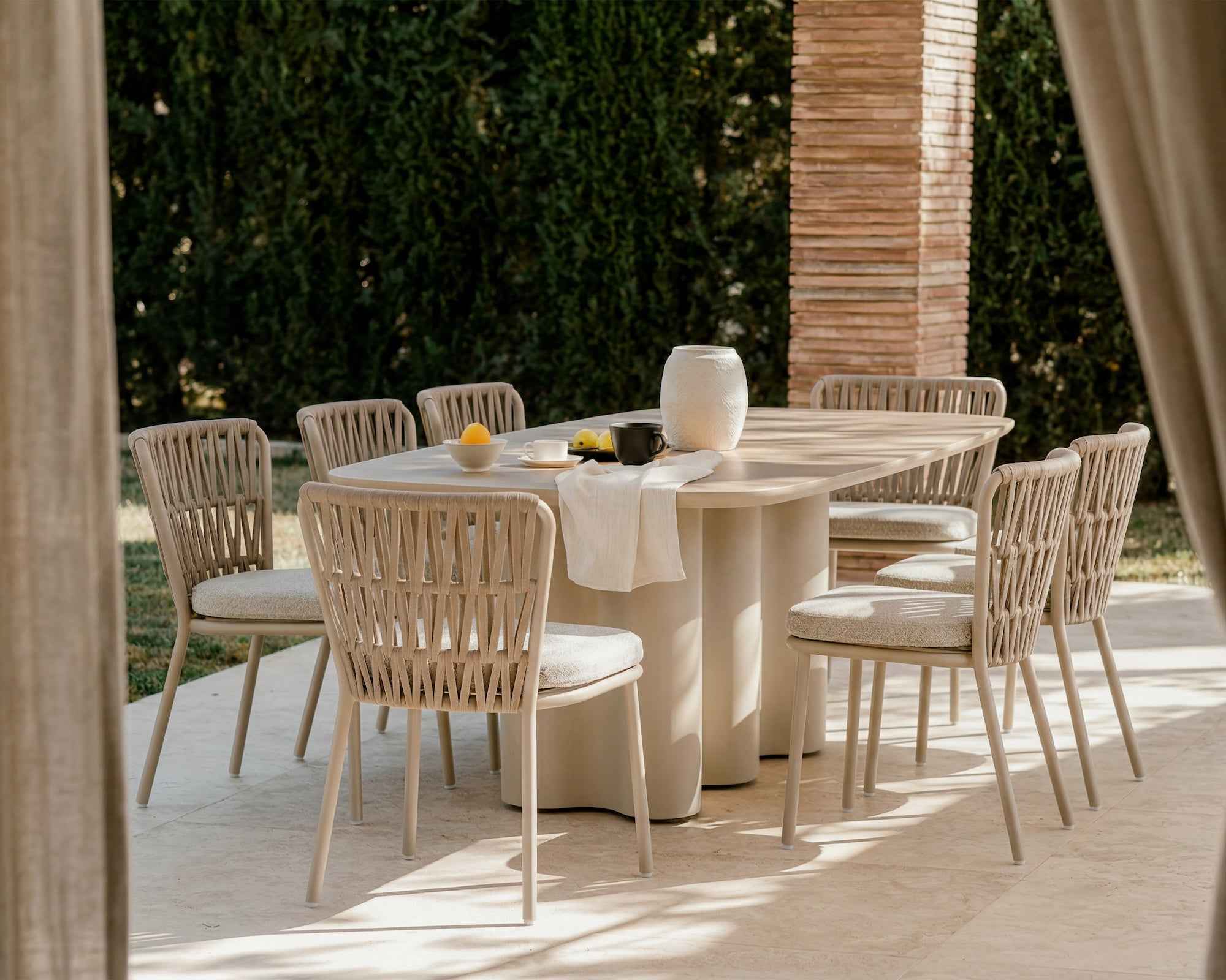 Liang & Eimil Ariana Outdoor Dining Chair – Forest Beige & Warm Ivory (CRIB 5) – Set of 2