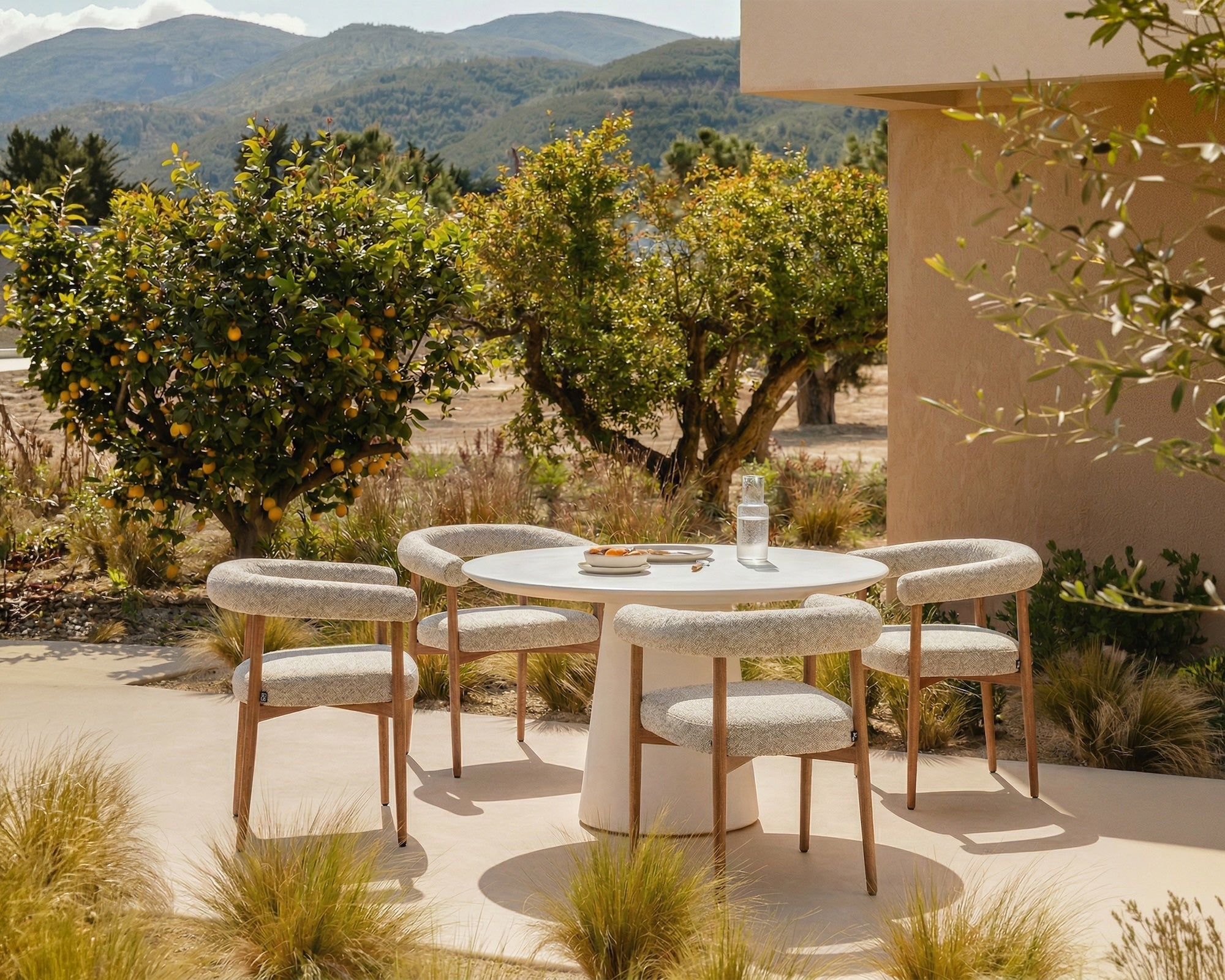 Liang & Eimil Nantes Outdoor Dining Chair – Lima Beige & Walnut (CRIB 5)