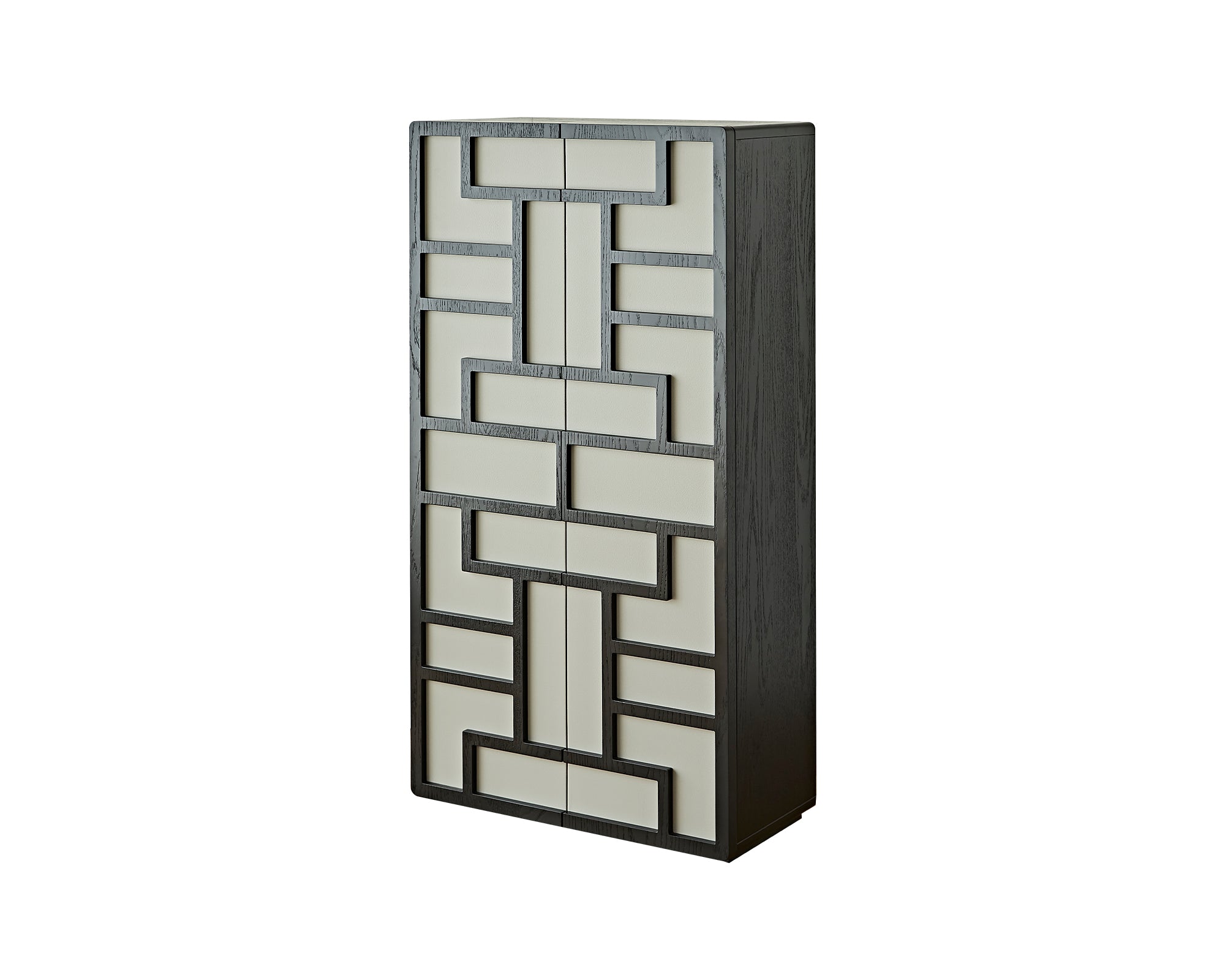 Kamako Cabinet  - Grey Leather Look/Wenge