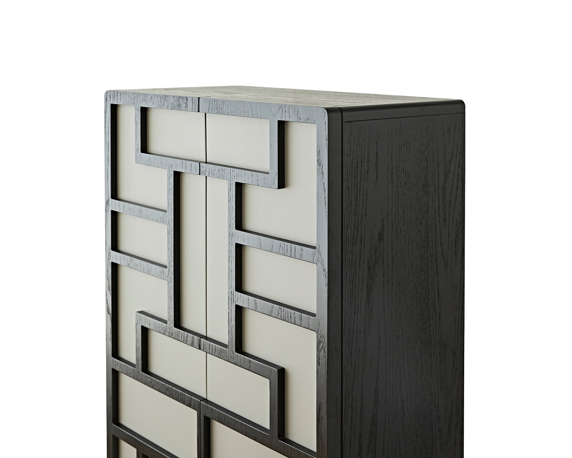 Kamako Cabinet  - Grey Leather Look/Wenge