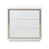 Utopia Chest of Drawer  - White High Gloss/Brushed Brass