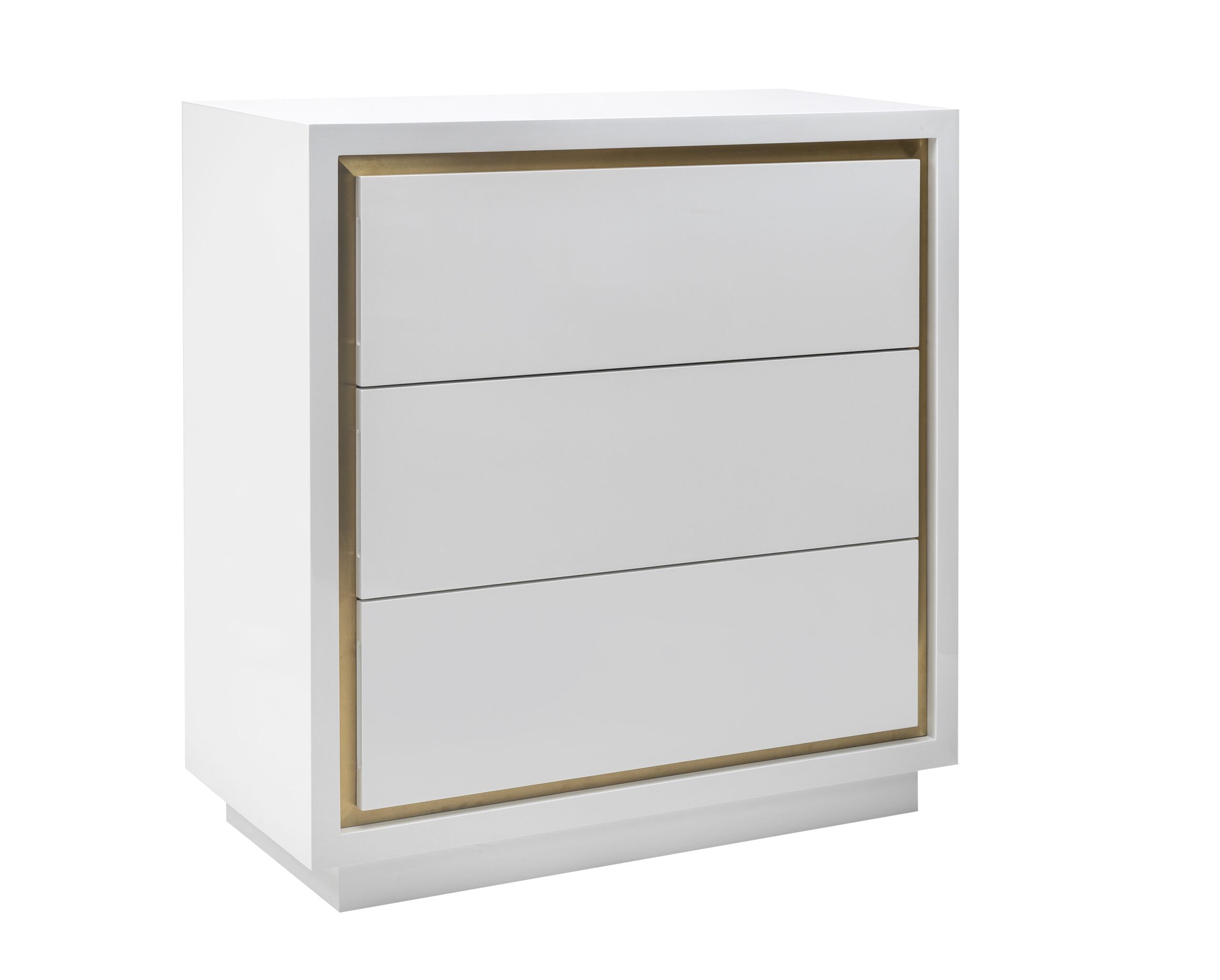 Utopia Chest of Drawer  - White High Gloss/Brushed Brass