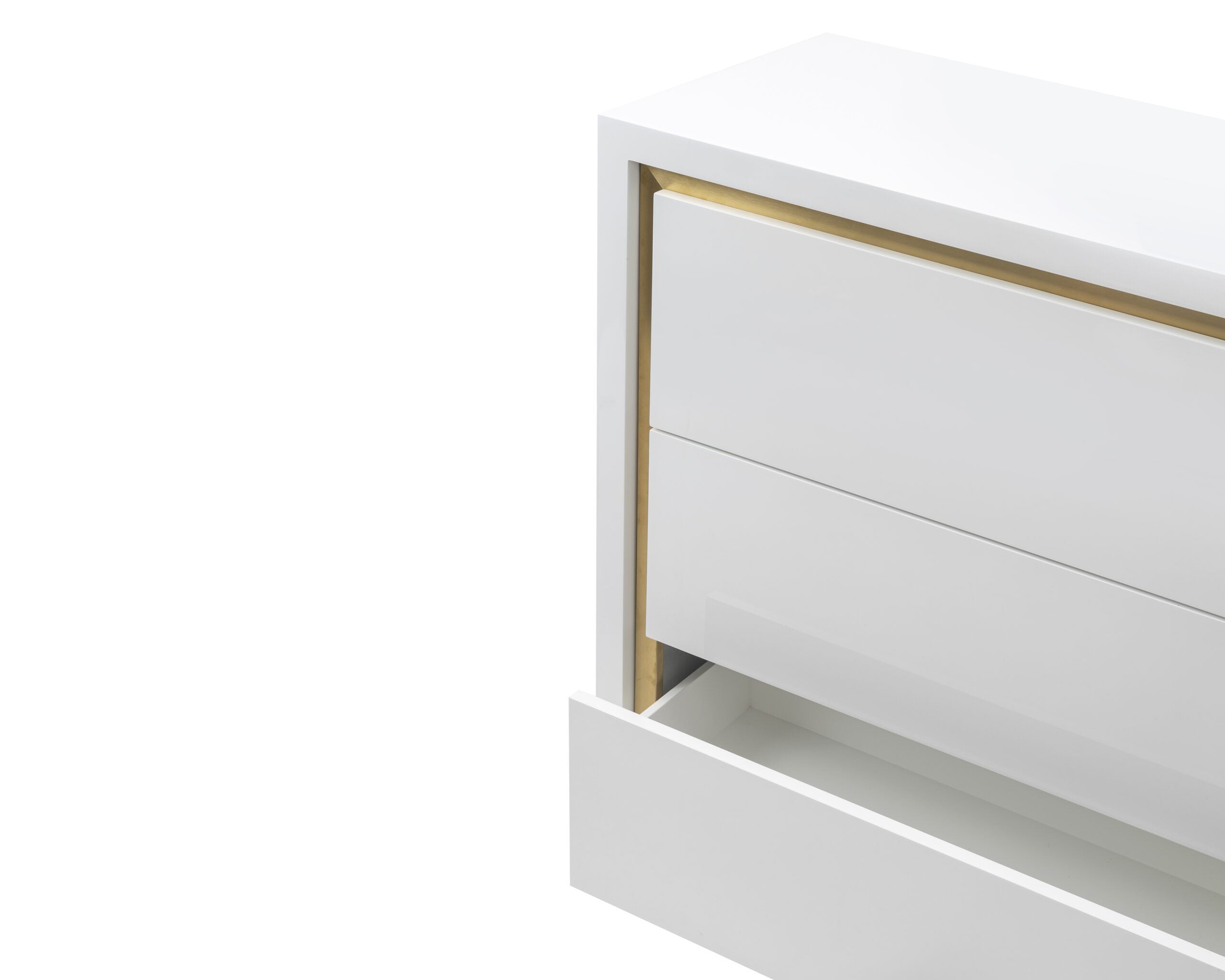 Utopia Chest of Drawer  - White High Gloss/Brushed Brass