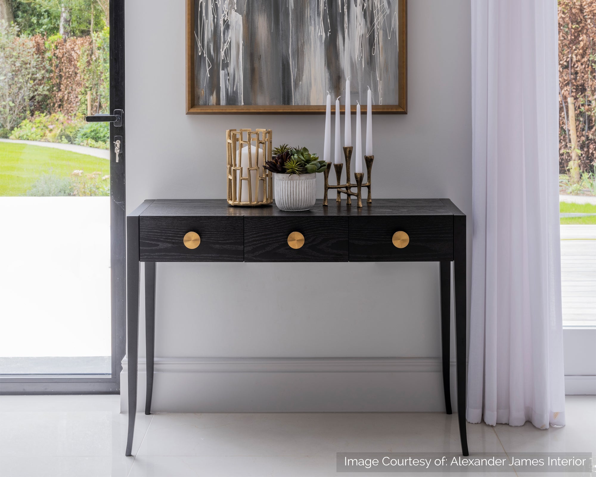 Orly Dressing Table  - Wenge Oak/Gold