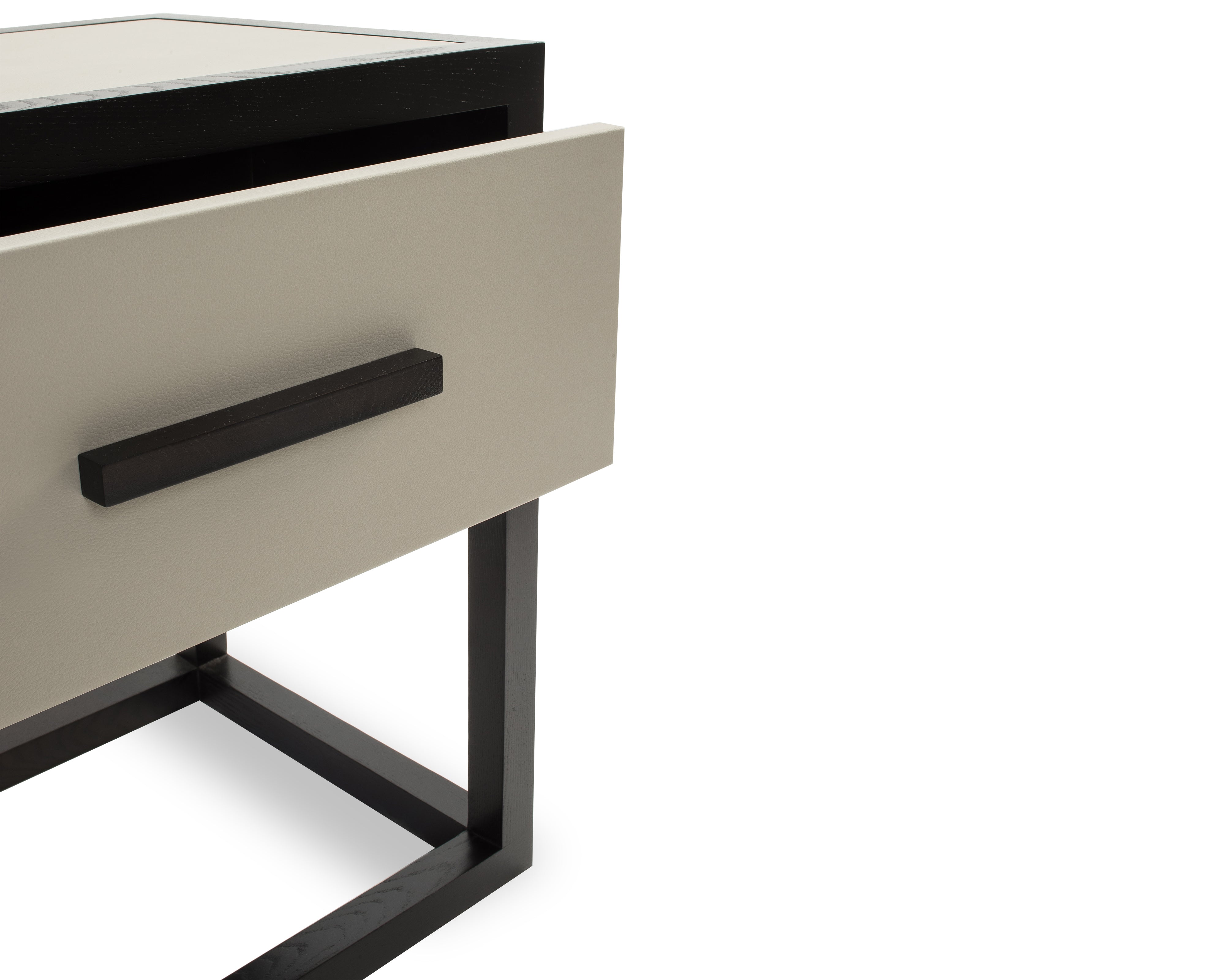 Roux Bedside Table  - Taupe/Wenge