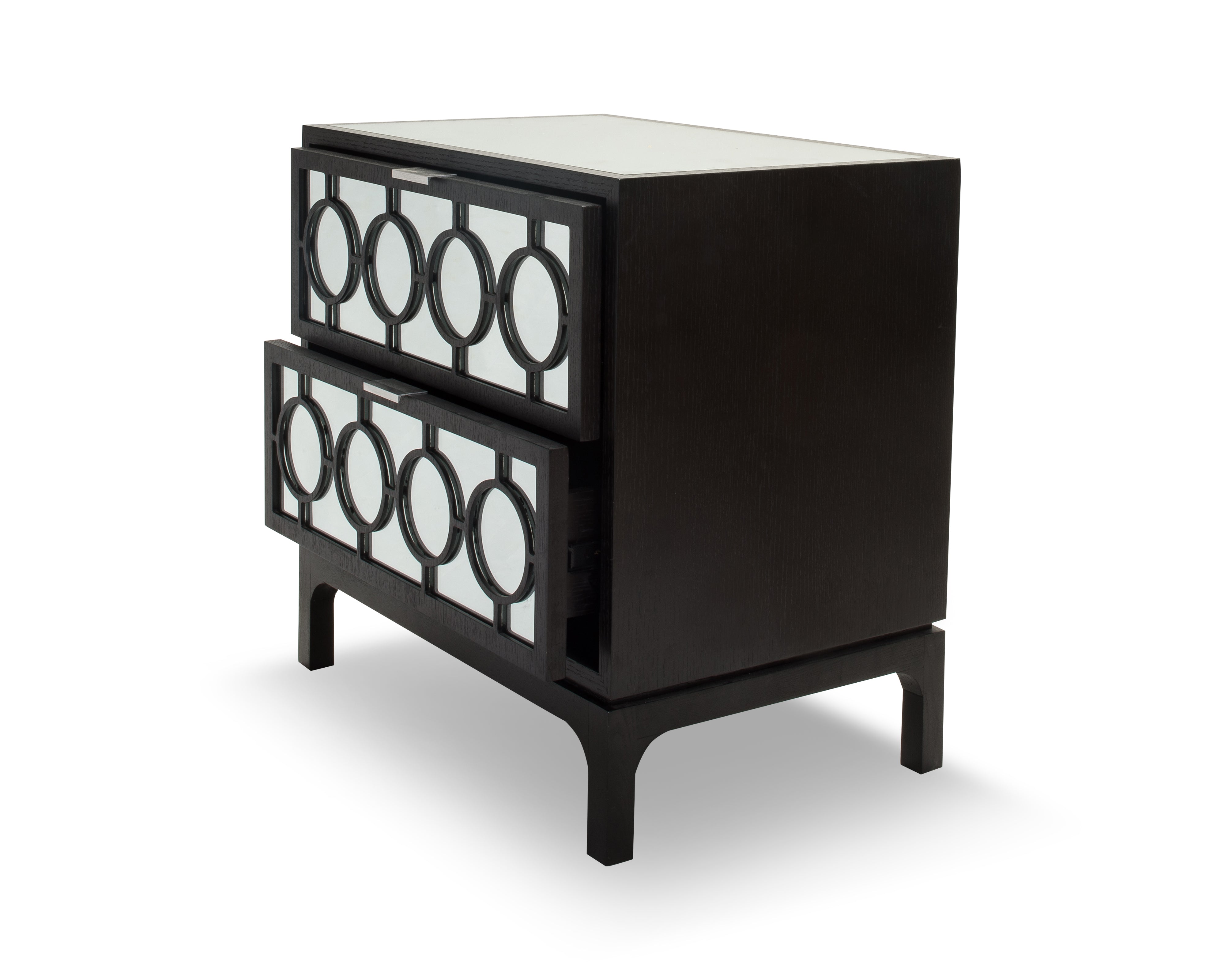 Marriott Bedside Table  - Wenge Oak/Mirror