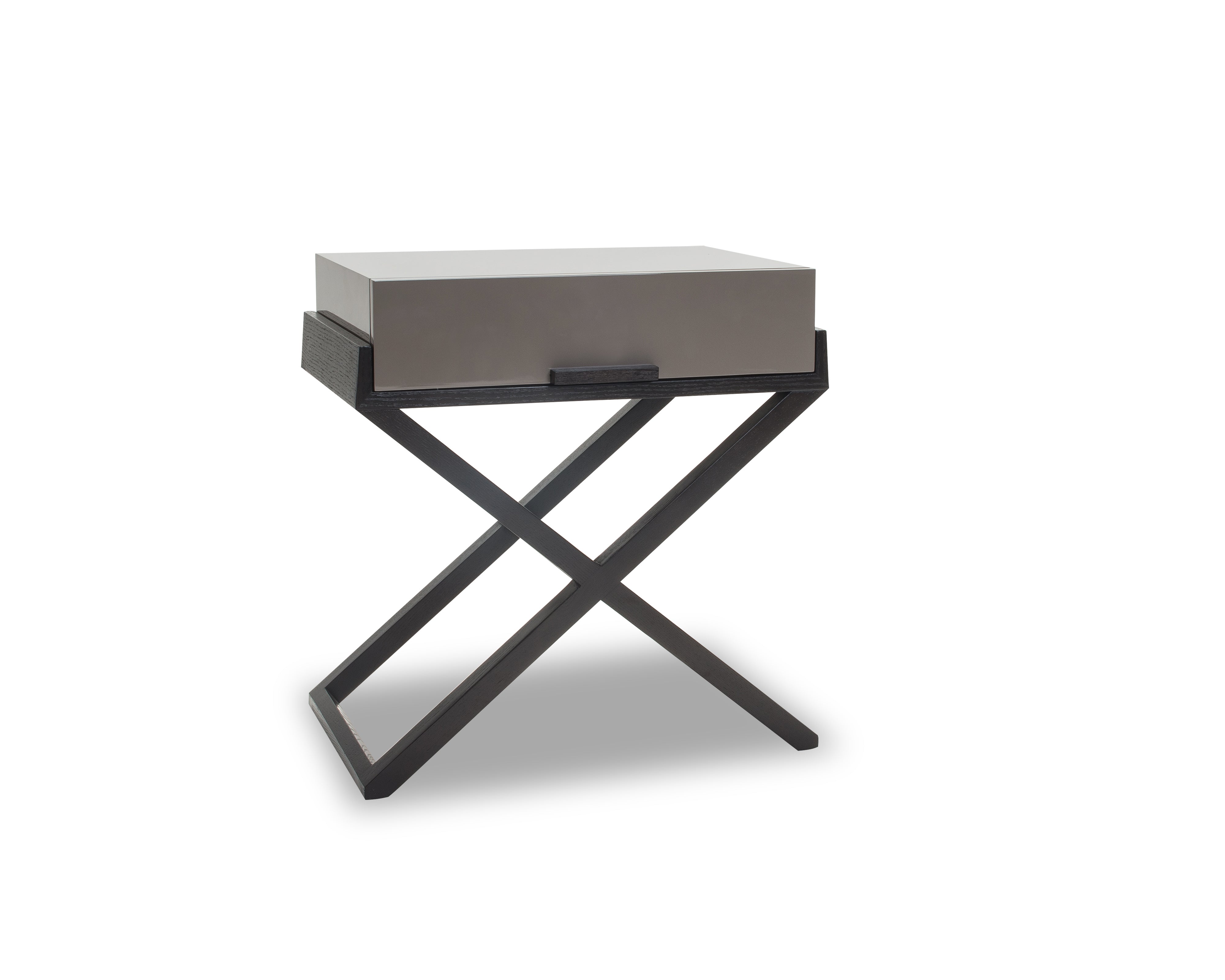 Boston Bedside Table  - Taupe High Gloss /Wenge