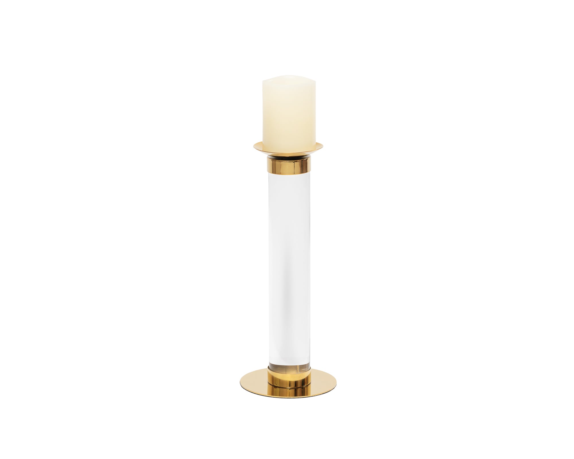 Pillar Candle Holder (Large) - Polished Brass Finish and Acrylic