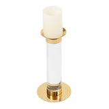 Pillar Candle Holder (Large) - Polished Brass Finish and Acrylic