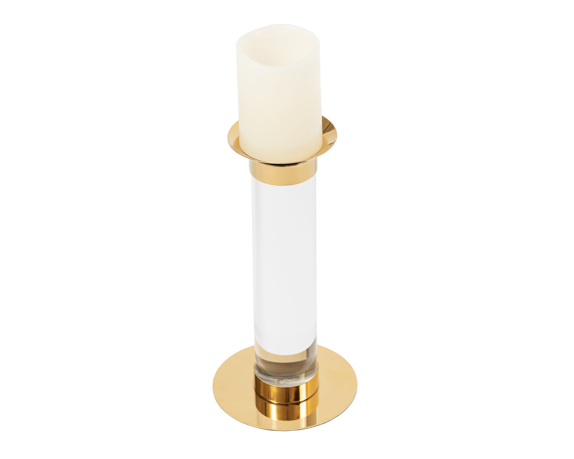 Pillar Candle Holder (Large) - Polished Brass Finish and Acrylic