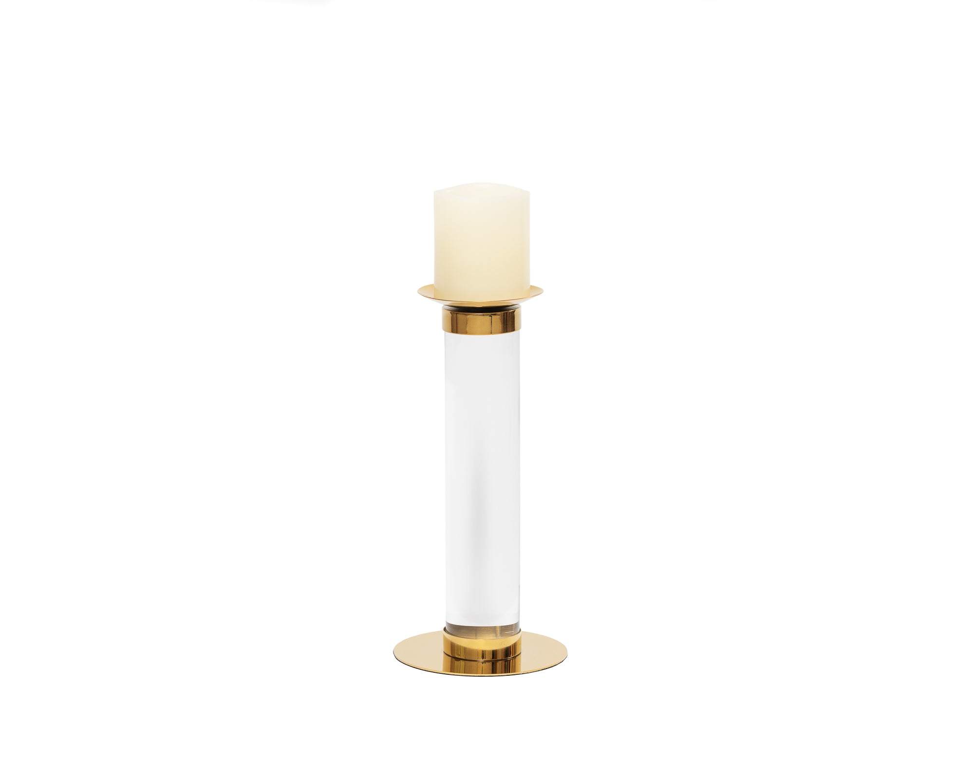 Pillar Candle Holder (Small) - Polished Brass Finish and Acrylic