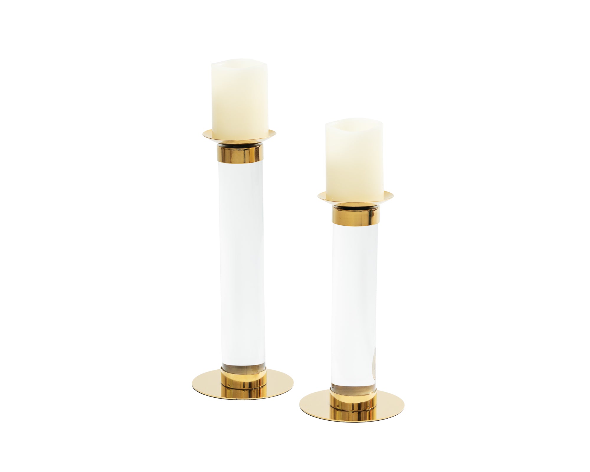 Pillar Candle Holder (Small) - Polished Brass Finish and Acrylic