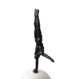 Handstand Sculpture - Dark Bronze Iron/White Marble