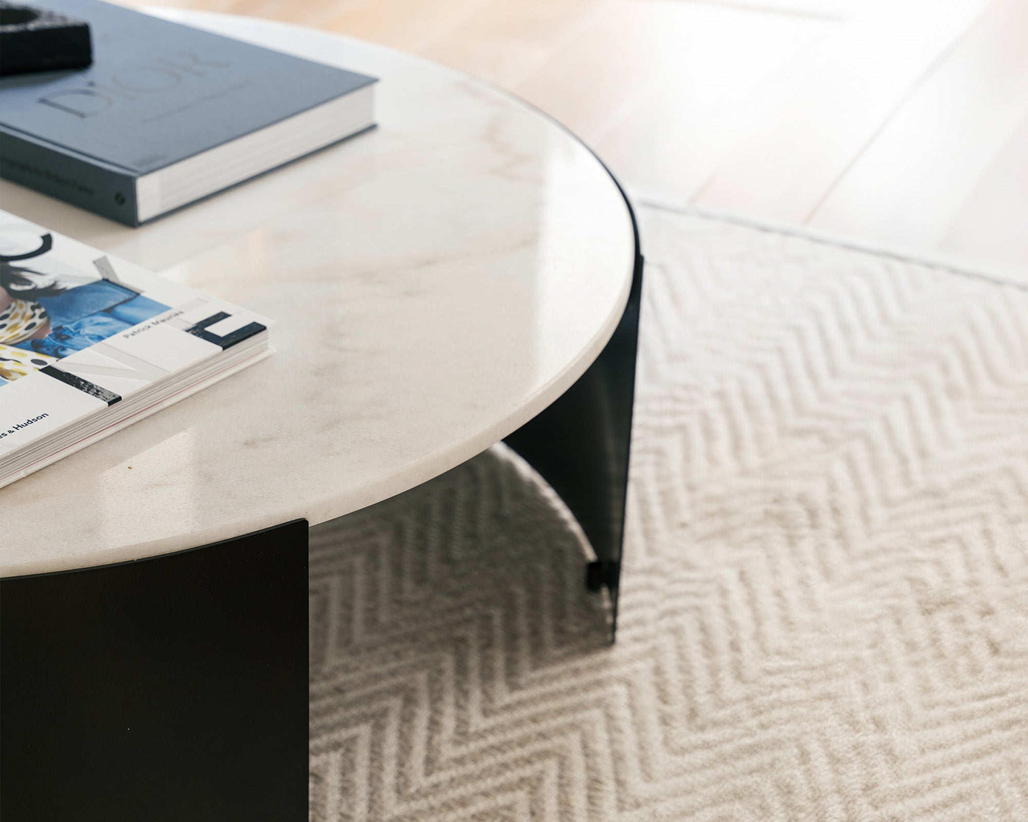 Samba Coffee Table  - White Marble/Industrial Brown