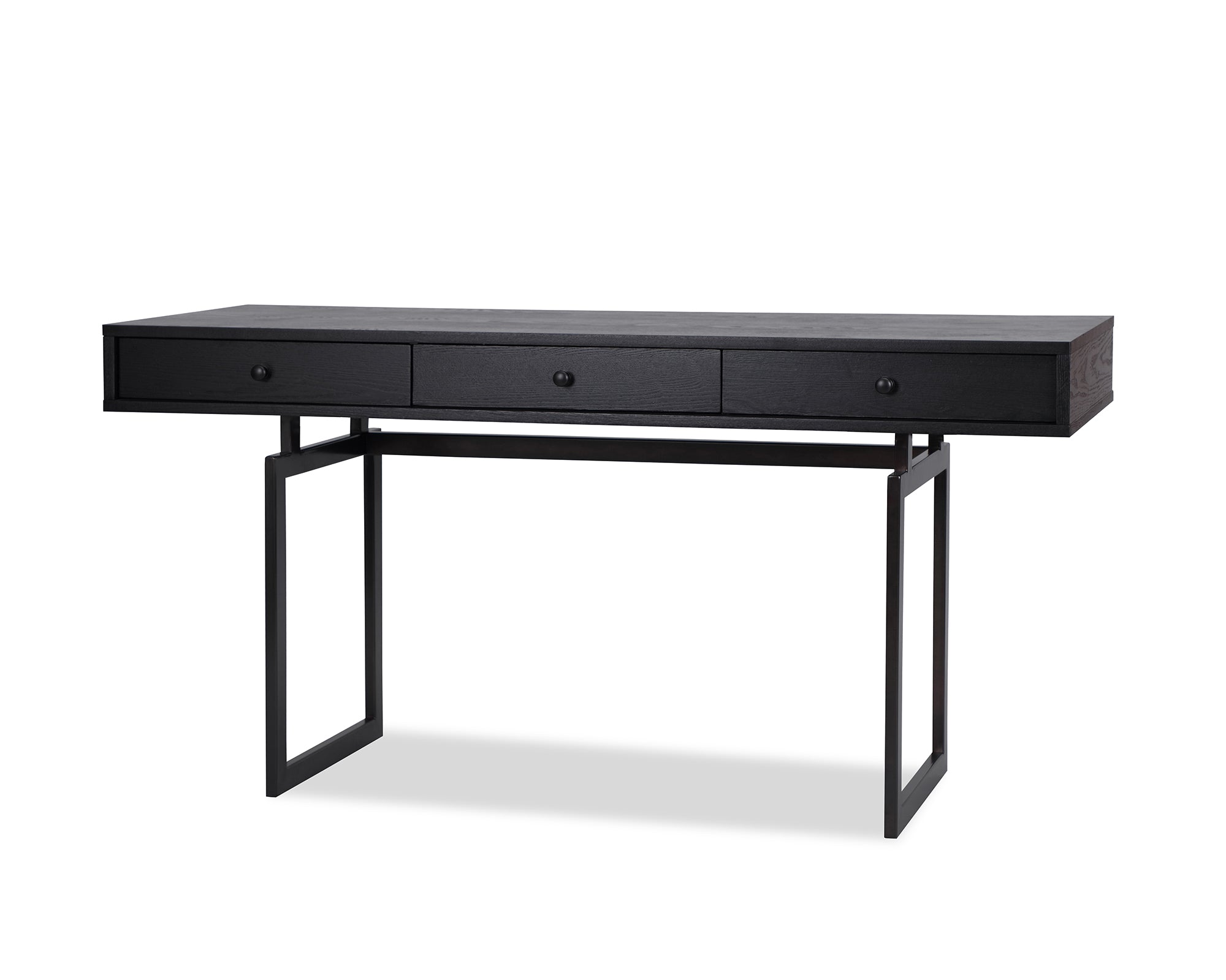 Liang & Eimil Hamilton Desk with Black Ash Veneer and Dark Brown Satin Steel